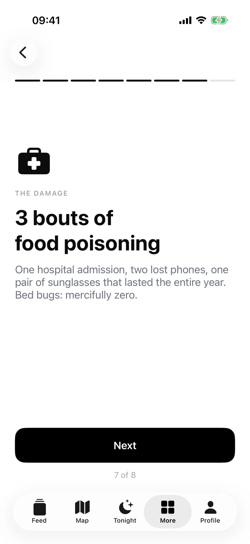 Year in travel — 3 bouts of food poisoning.